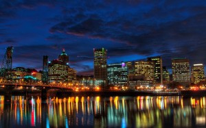 portland OR waterfront night